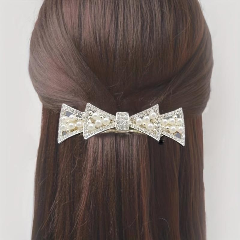 Faux Pearl Rhinestone Hair Clip Non Slip Hair Accessory