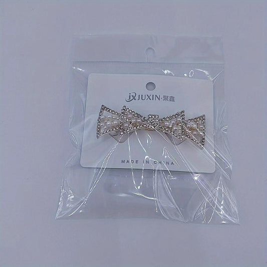 Faux Pearl Rhinestone Hair Clip Non Slip Hair Accessory