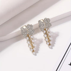 2pcs Faux Pearl Rhinestone Hair Clip for Women Girls