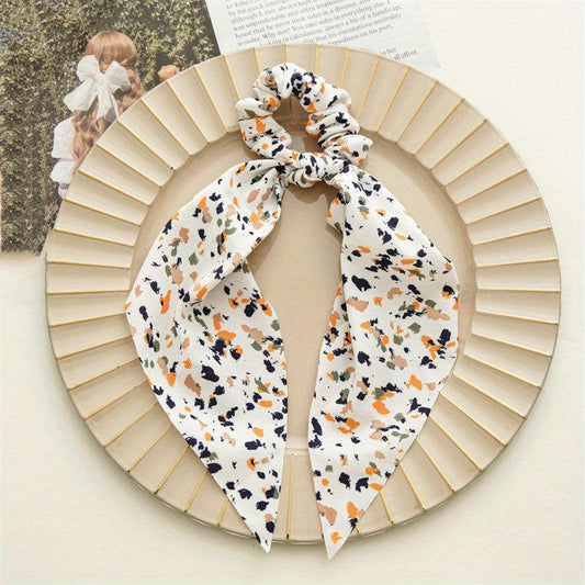 Floral Bowknot Hair Scarf Scrunchies Elastic Hair Tie