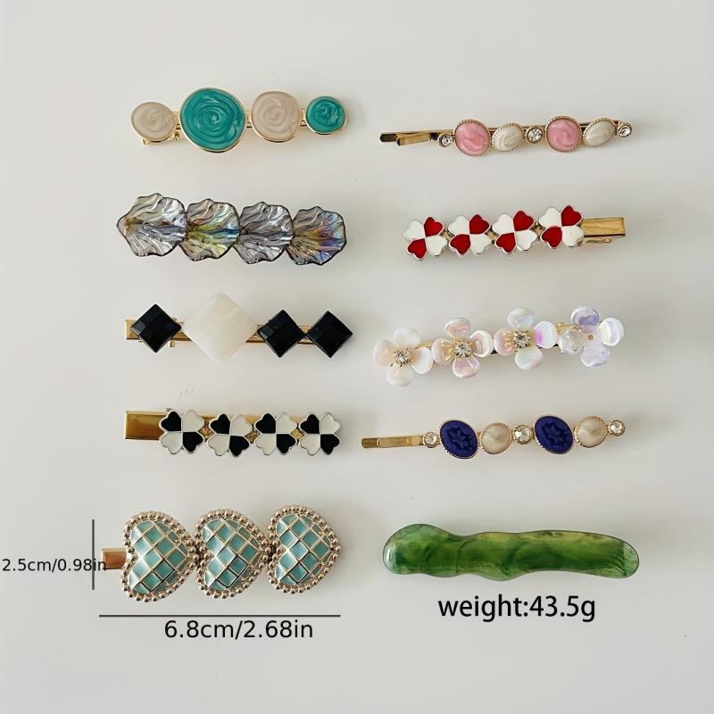 1pc Sweet Hair Clip Set Heart Flower Decor Hair Clip Duck Billed Clip
