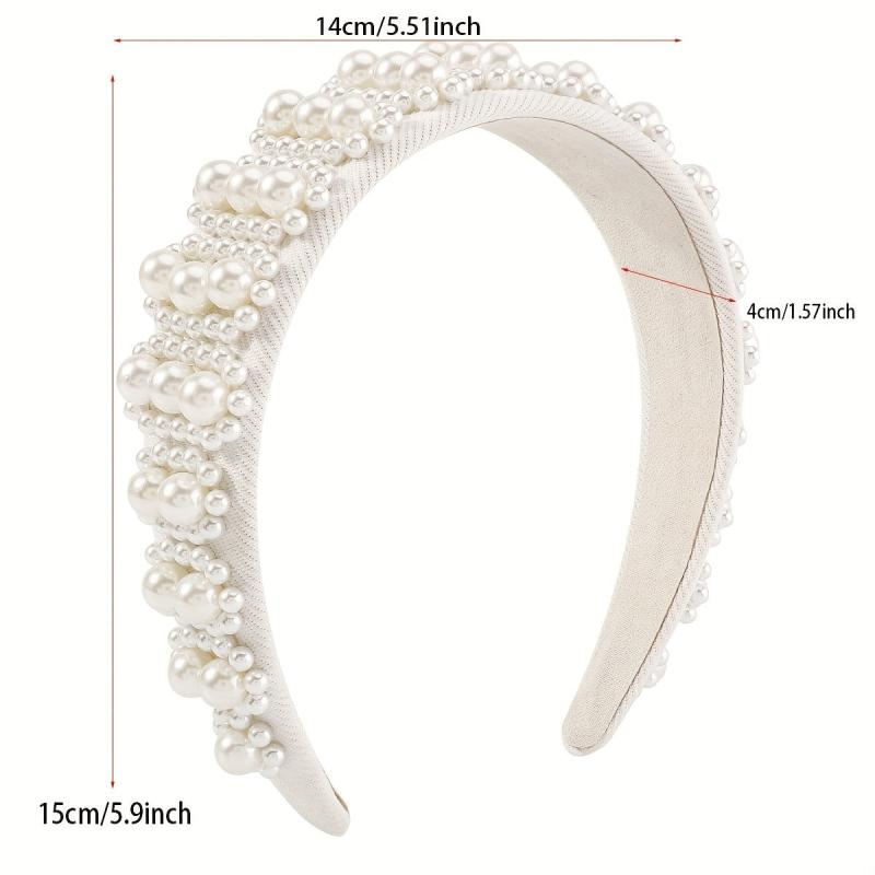 Pearl Decor Wide Head Hoop Headband for Women Wedding Party