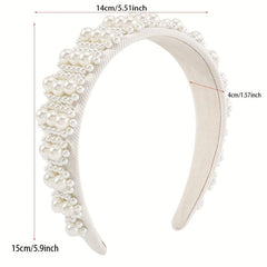 Pearl Decor Wide Head Hoop Headband for Women Wedding Party