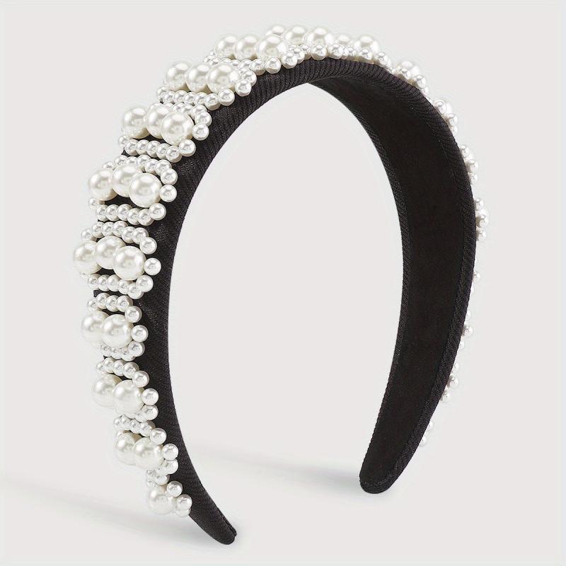 Pearl Decor Wide Head Hoop Headband for Women Wedding Party