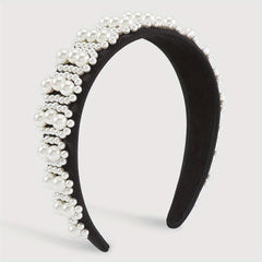 Pearl Decor Wide Head Hoop Headband for Women Wedding Party