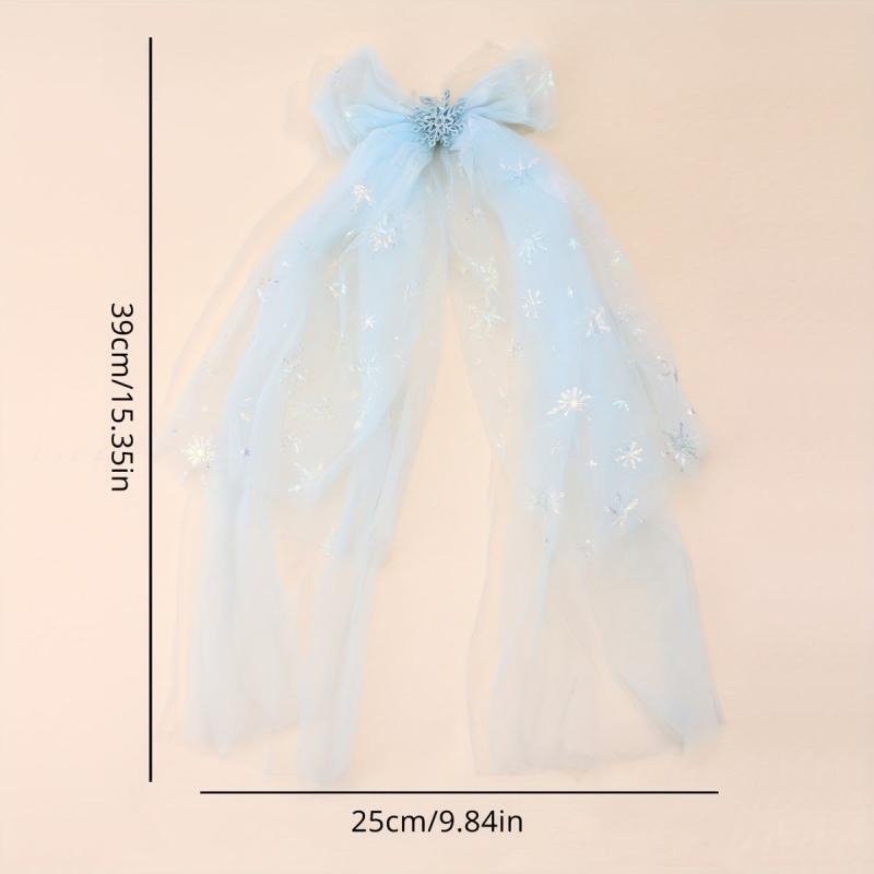 Snowflake Hair Bow Clips Sparkly Chiffon Barrettes Hair Accessories