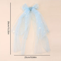 Snowflake Hair Bow Clips Sparkly Chiffon Barrettes Hair Accessories
