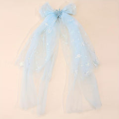 Snowflake Hair Bow Clips Sparkly Chiffon Barrettes Hair Accessories