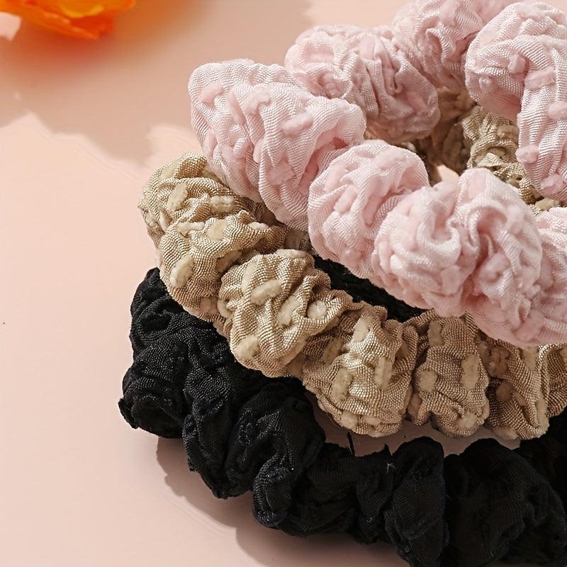 3pcs Crinkle Fabric Scrunchie Hair Tie High Elasticity Hair Rope