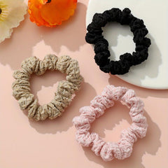 3pcs Crinkle Fabric Scrunchie Hair Tie High Elasticity Hair Rope