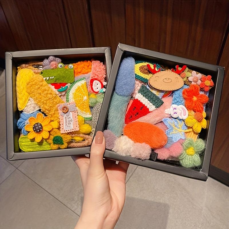 Baby Girls Plush Hair Clip Cartoon Animal Flower Snap Clip