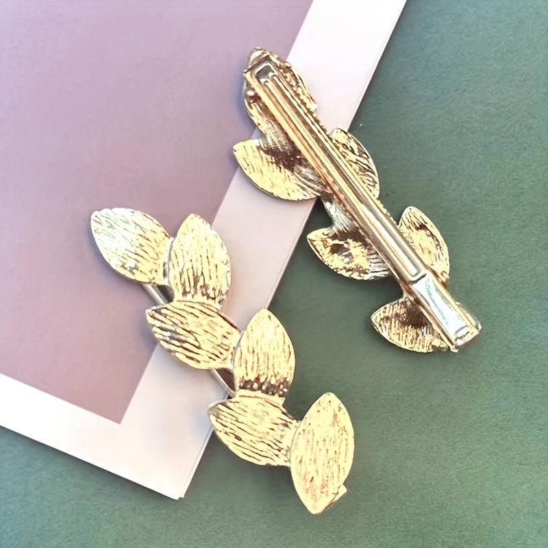 Alloy Leaves Hair Clip Sweet Duck Billed Clip