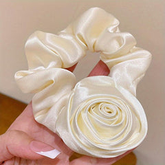 Vintage Rose Satin Scrunchies Hair Tie Silky Hair Rope Hait Accessories