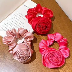 Vintage Rose Satin Scrunchies Hair Tie Silky Hair Rope Hait Accessories