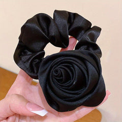 Vintage Rose Satin Scrunchies Hair Tie Silky Hair Rope Hait Accessories