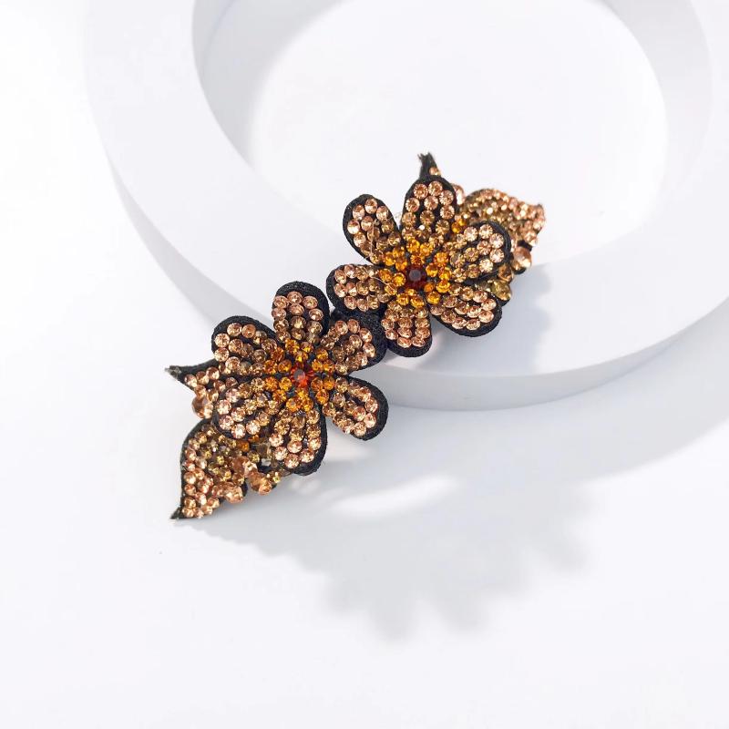 Rhinestone Flower Hair Clip French Barrette Hair Bun Maker Hair Decoration