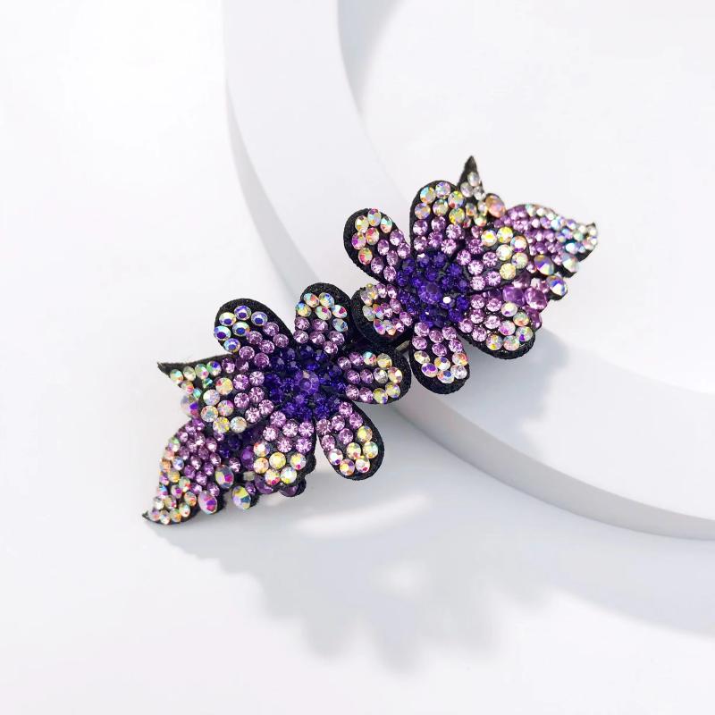 Rhinestone Flower Hair Clip French Barrette Hair Bun Maker Hair Decoration