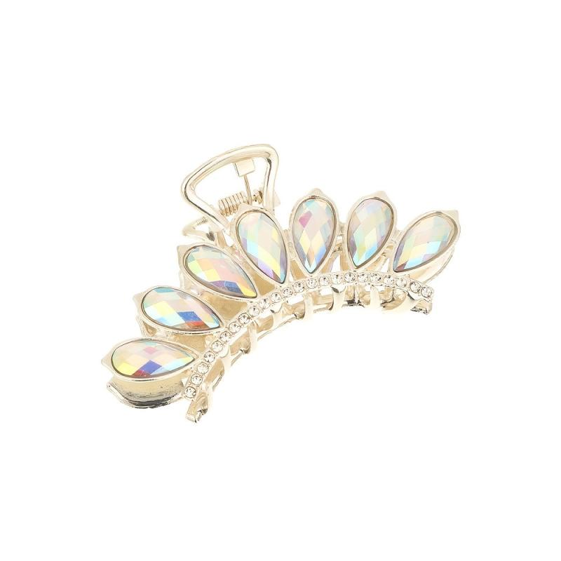 Rhinestone Hair Claw Clip Golden Strong Hold Grip Hair Jaw Clip