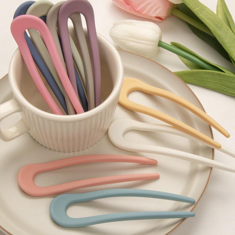 Solid Hairpin U Shaped Hair Pin Ponytail Holder Hair Accessories
