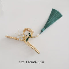 Chinese Style Flower Hair Claw With Tassel Ponytail Holder Hair Accessories