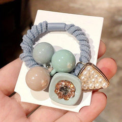 Faux Pearl Triangle Hair Rope Jeweled Hair Tie