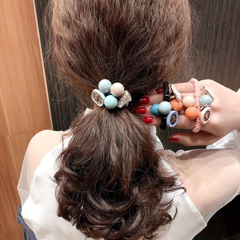 Faux Pearl Triangle Hair Rope Jeweled Hair Tie