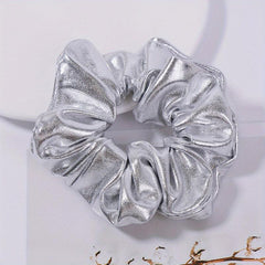 PU Leather Scrunchies Hair Tie Metallic Hair Ring