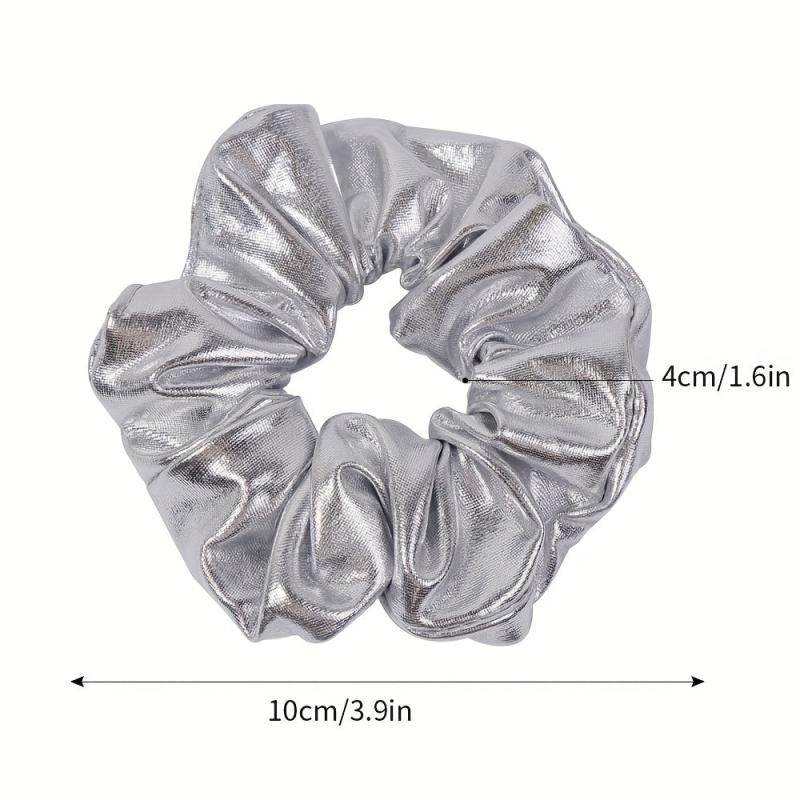 PU Leather Scrunchies Hair Tie Metallic Hair Ring