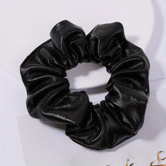 PU Leather Scrunchies Hair Tie Metallic Hair Ring