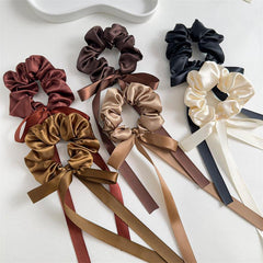6pcs Ribbon Scarf Scrunchies Hair Tie Bow Knotted Hair Rope Silk Satin