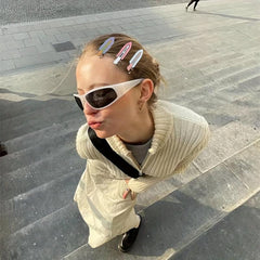 2pcs 3D Snap Clips Alloy Hair Clips for Women Girls