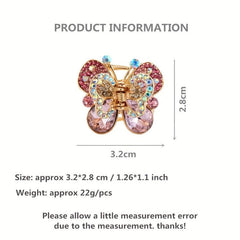 4pcs Small Rhinestone Hair Claw Clip Crystal Butterfly Shaped Hair Claw Nonslip