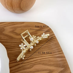 Faux Pearl Flower Hair Claw Clip for Thick Hair