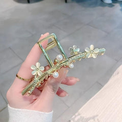Faux Pearl Flower Hair Claw Clip for Thick Hair