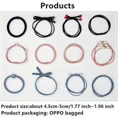 12pcs Hair Tie Set Bow Knotted Hair Rope Pearl Elastic Ponytail Holder
