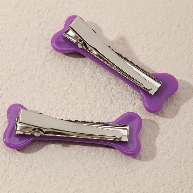 2pcs Bone Decor Hair Clip Minimalist Solid Duckbill Barrette Acrylic Headwear