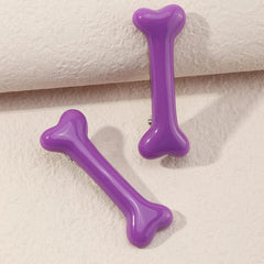 2pcs Bone Decor Hair Clip Minimalist Solid Duckbill Barrette Acrylic Headwear