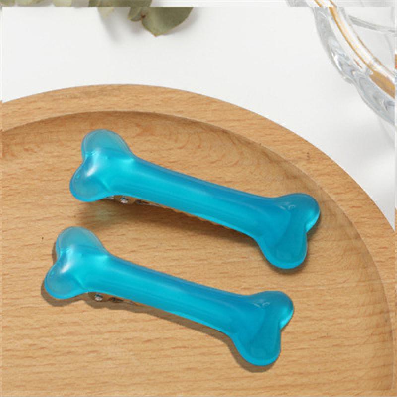 2pcs Bone Decor Hair Clip Minimalist Solid Duckbill Barrette Acrylic Headwear