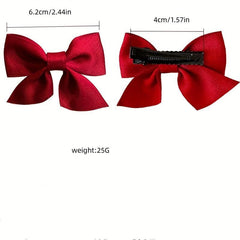 2pcs Bow Decor Hair Clip French Barrette Headwear