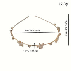 Rhinestone Flower Decor Headband Skinny Head Hoop Metal Headdress