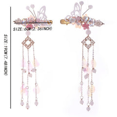 Butterfly Flower Hair Clip with Beads Tassel