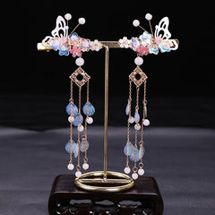 Butterfly Flower Hair Clip with Beads Tassel