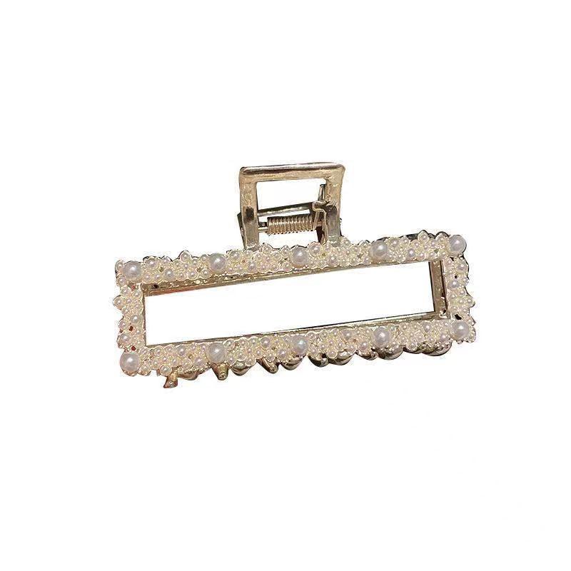 Metal Faux Pearl Hair Clip Women Jumbo Jaw Clip