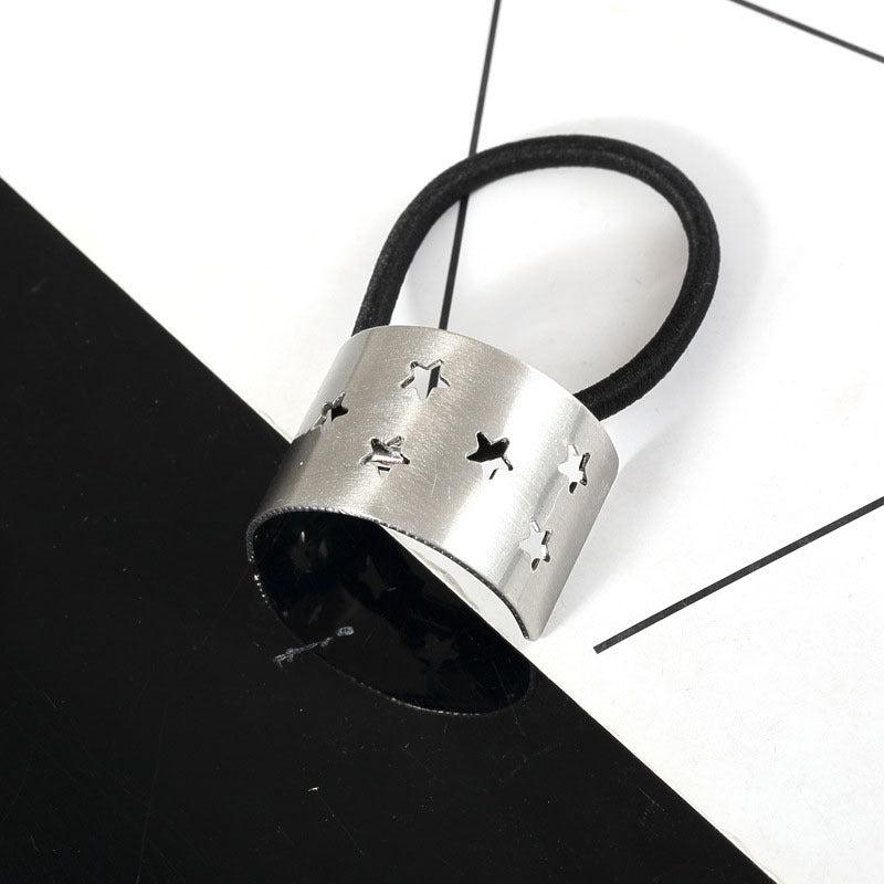 Metal Rectangle Hair Tie Style Hair Rope Cuff Elastic Hair Ring Ponytail Holder