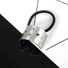 Metal Rectangle Hair Tie Style Hair Rope Cuff Elastic Hair Ring Ponytail Holder