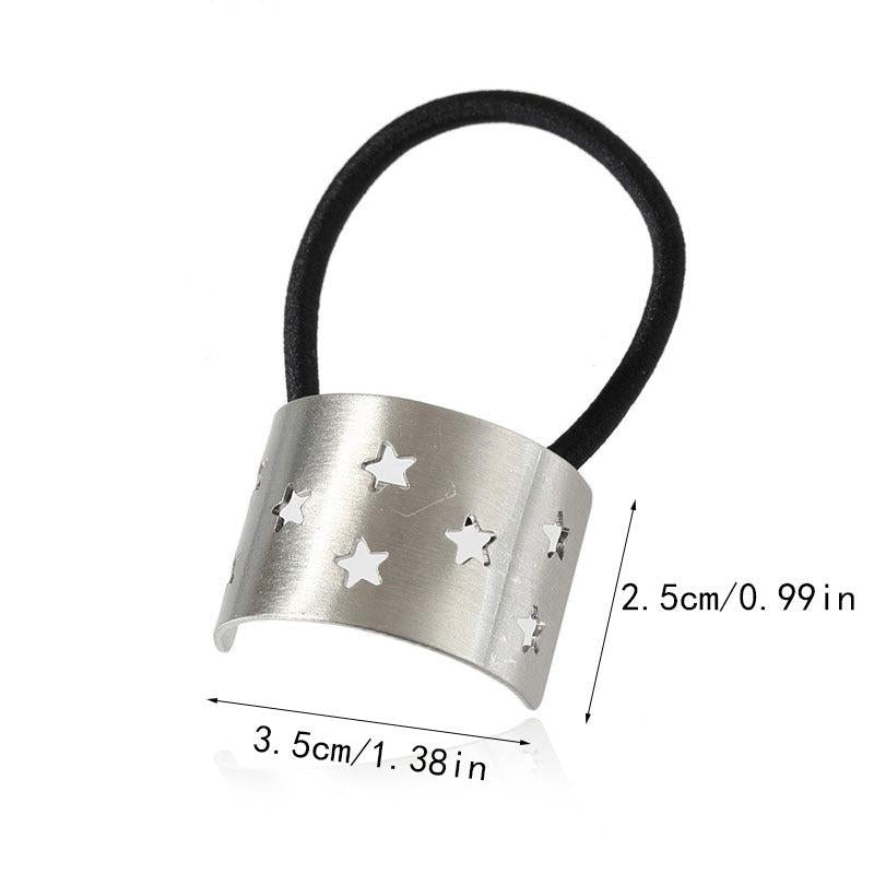 Metal Rectangle Hair Tie Style Hair Rope Cuff Elastic Hair Ring Ponytail Holder