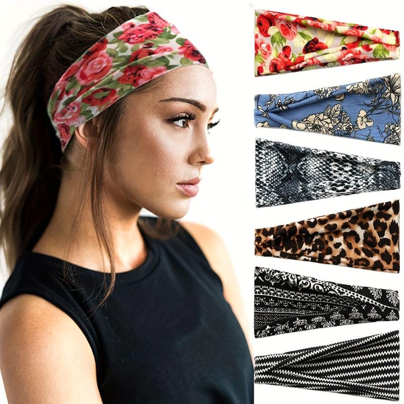 Floral Sports Sweatband Leopard Snake Headband