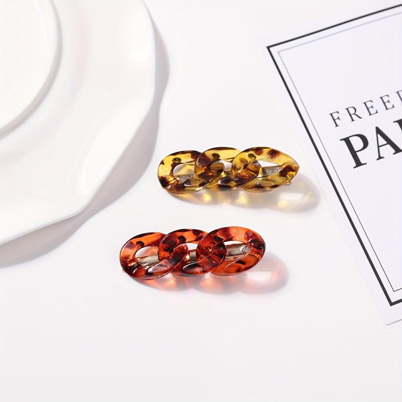 2pcs Acetic Acid Chain Duckbill Hair Clips for Women Girls