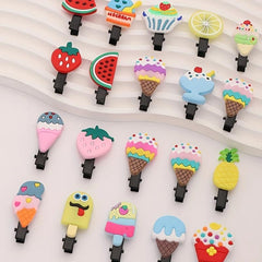 20pcs Baby Girls Hair Clip Cartoon Fruit Ice Cream Duck Billed Clip