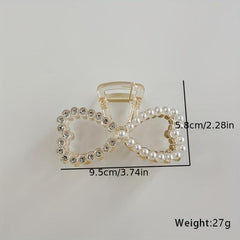Acrylic Bow Hair Claw Clip Rhinestone Faux Pearl Banana Clip Jaw Clamp